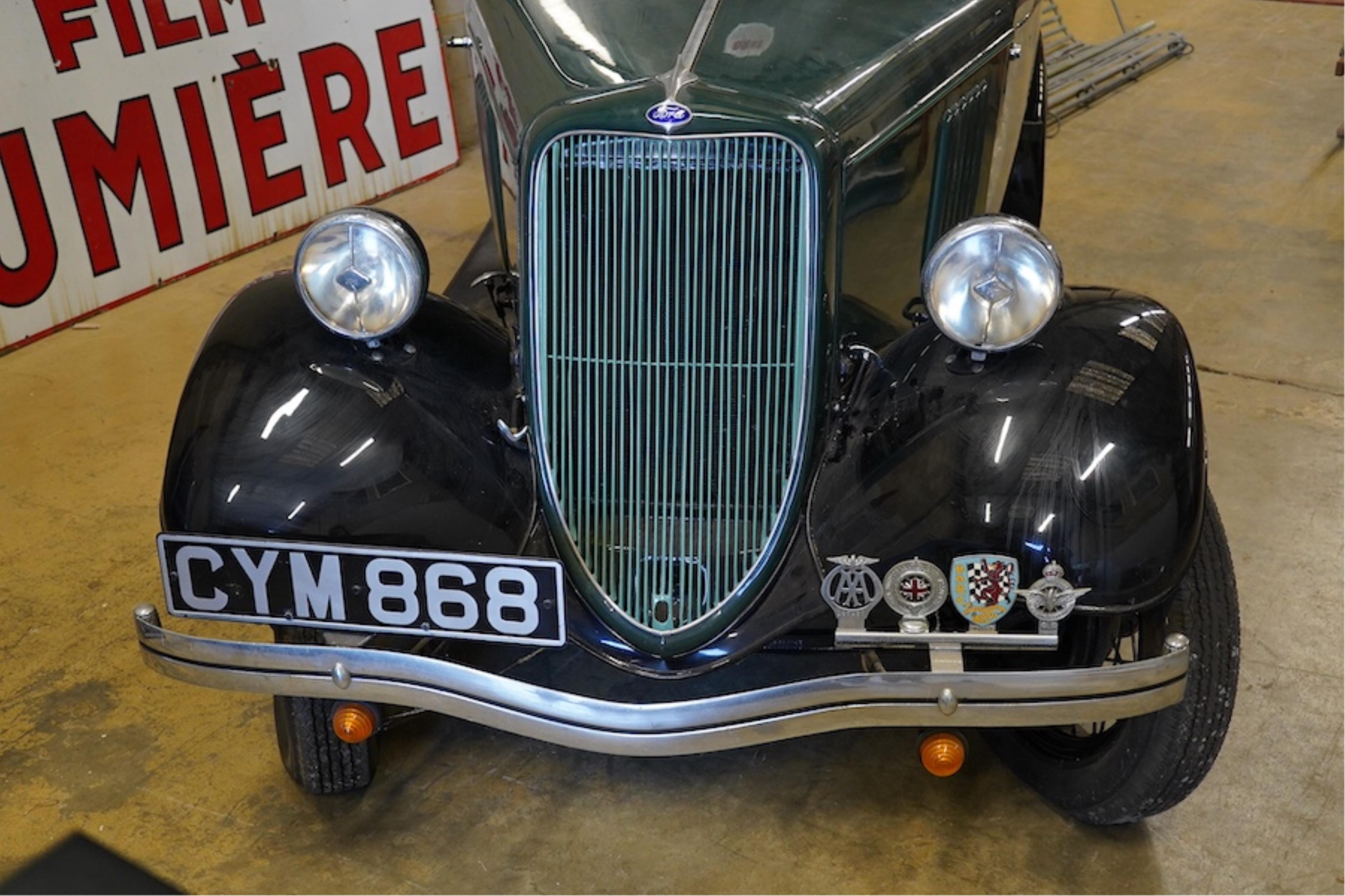 A 1936 Ford Model Y saloon, reg. no. CYM868, 885cc, dark green, odometer showing 93,057 miles. Restored by the late owner, to a very high standard and winner of seven Concours d’Elegance awards